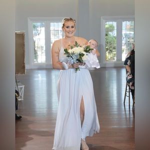 Size 12 fog blue bridesmaid dress